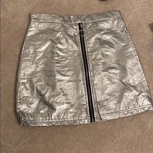 Silver mini skirt